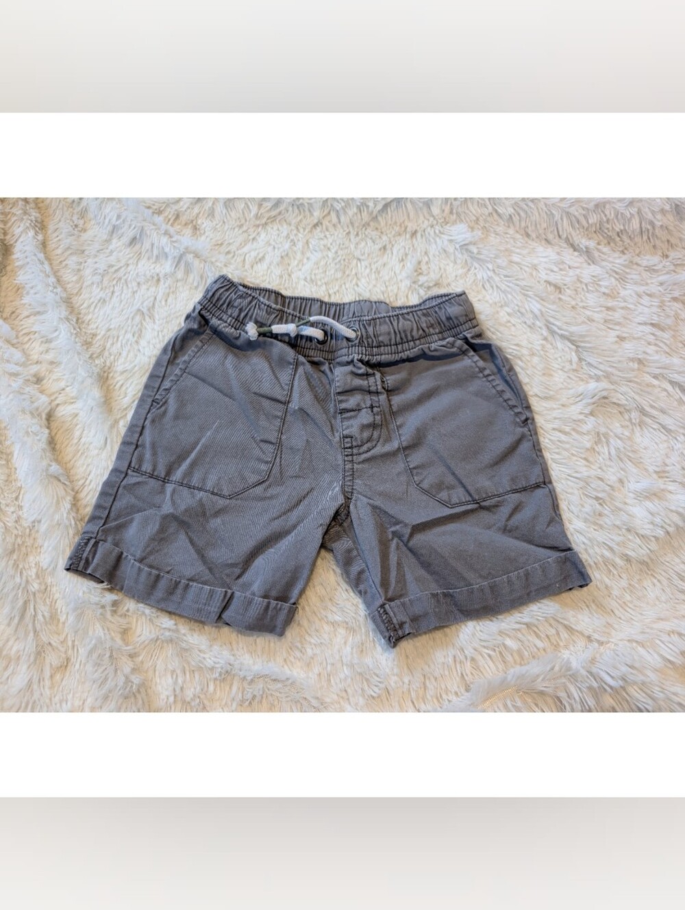 Cat & Jack 100% Cotton Gray Cargo Drawstring Shorts Toddler Size 2T
